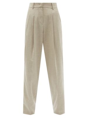 The Frankie Shop - Gelso Pleated Tailored Trousers - Womens - Beige