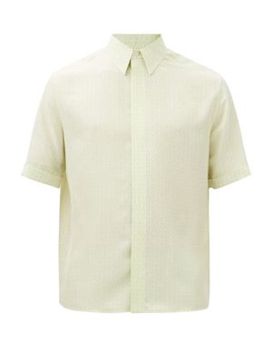 Fendi - Ff-print Silk-poplin Shirt - Mens - Pale Yellow
