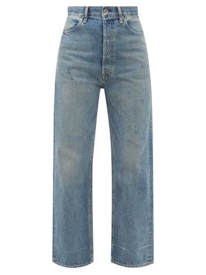 Chimala - High-rise Distressed Cropped Wide-leg Jeans - Womens - Light Blue