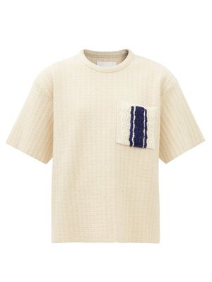 Jil Sander - Patch-pocket Wave-ribbed Cotton-blend T-shirt - Womens - Cream