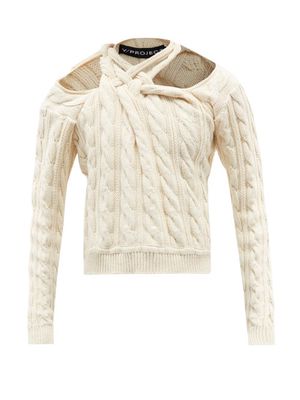 Y/Project - Braided Cable-knit Cotton-blend Sweater - Mens - Cream