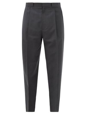 The Row - Pleated Wool-blend Tailored Trousers - Mens - Dark Grey