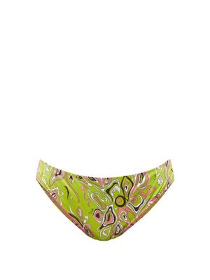 Emilio Pucci - Africana-print Bikini Briefs - Womens - Green Print