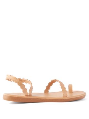Ancient Greek Sandals - Aura Scalloped-strap Leather Sandals - Womens - Beige