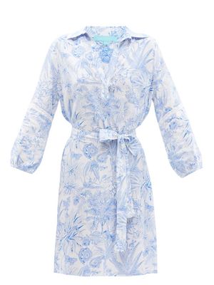 Melissa Odabash - Missie Tropical-print Long-sleeved Voile Dress - Womens - Blue Print