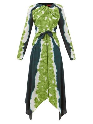 Altuzarra - Adika Tie-dye Gathered Crepe Dress - Womens - Green Multi