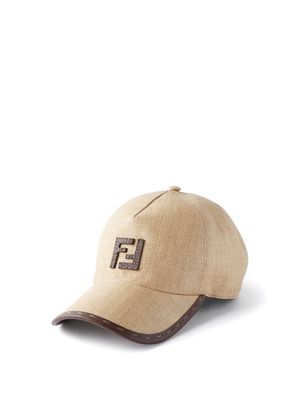 Fendi - Ff-logo Woven Baseball Cap - Mens - Beige