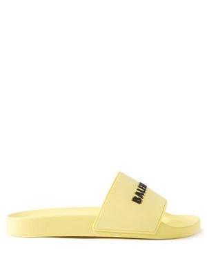 Balenciaga - Logo-embossed Rubber Slides - Mens - Yellow