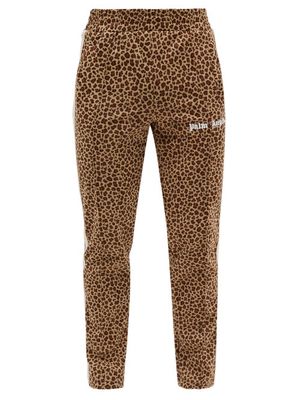 Palm Angels - Logo-print Leopard-jacquard Jersey Track Pants - Mens - Beige Multi