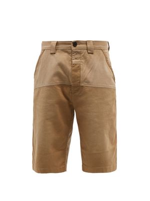 Loewe - Patchworked Cotton-blend Twill Cargo Shorts - Mens - Camel