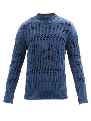 Namacheko - Clemens Laddered-cotton Sweater - Mens - Dark Blue