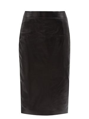 Tom Ford - High-rise Leather Midi Skirt - Womens - Black