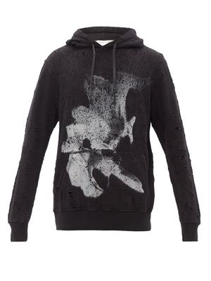1017 ALYX 9SM - Abstract-print Hooded Cotton-blend Sweatshirt - Mens - Black