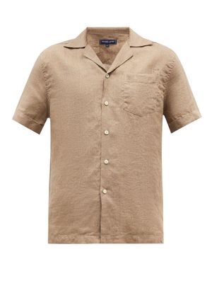 Frescobol Carioca - Thomas Linen Short-sleeved Shirt - Mens - Light Brown