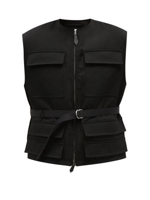 Burberry - Flap-pocket Belted Wool Gilet - Mens - Black