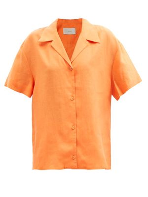 Asceno - Prague Organic-linen Voile Shirt - Womens - Orange