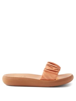 Ancient Greek Sandals - Scrunchie Taygete Leather Sandals - Womens - Orange