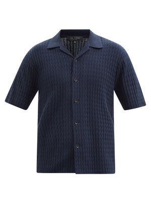 Rag & Bone - Avery Short-sleeved Ribbed Organic-cotton Shirt - Mens - Navy