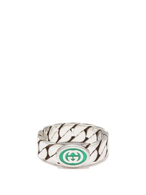 Gucci - GG-logo Enamelled Chain-effect Ring - Mens - Silver