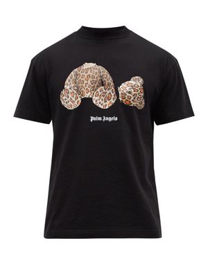 Palm Angels - Teddy Bear-print Cotton-jersey T-shirt - Mens - Black Brown