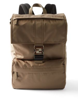 Fendi - Ff-clasp Technical-canvas Backpack - Mens - Beige
