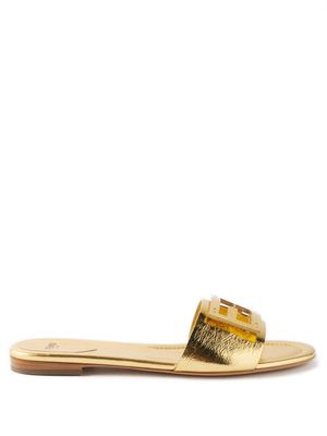 Fendi - Ff-logo Leather Sandals - Womens - Gold
