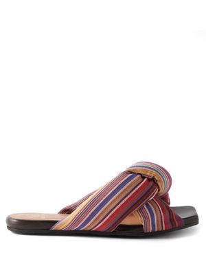Brother Vellies - Togo Striped Knotted Cotton-canvas Slides - Womens - Multi