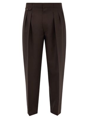 The Row - Lashito Pleated Wool-blend Trousers - Mens - Dark Brown