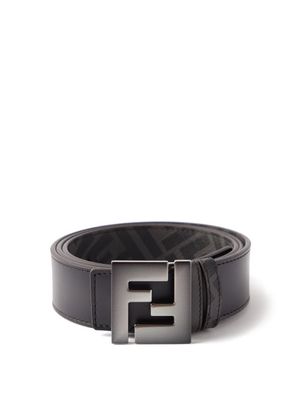 Fendi - Ff-logo Grained-leather Belt - Mens - Black