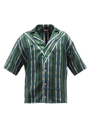 Ahluwalia - Robyn Striped Silk-satin Shirt - Mens - Green