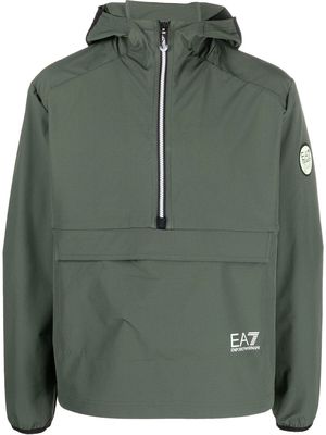 Ea7 Emporio Armani logo patch hooded windbreaker - Green