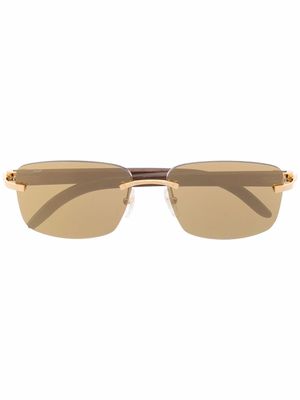 Cartier Eyewear rimless wood-frame sunglasses - Brown