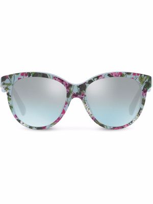Dolce & Gabbana Eyewear floral-print cat-eye sunglasses - Blue