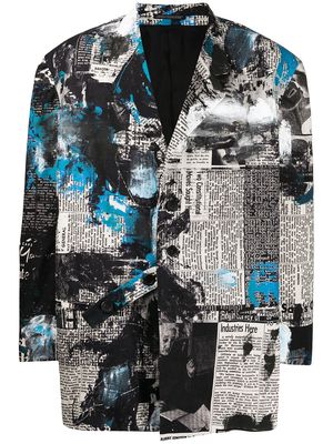Yohji Yamamoto graphic-print cotton blazer - Black