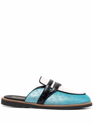 HUMAN RECREATIONAL SERVICES Palazzo colour-block mules - Blue