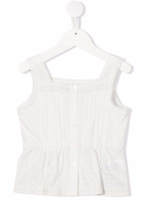 Bonpoint TEEN pointelle-trim button-up blouse - White