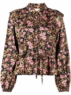 byTiMo belted floral print blouse - Black
