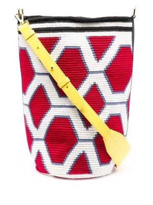 colville knitted geometric pattern bucket bag - Red