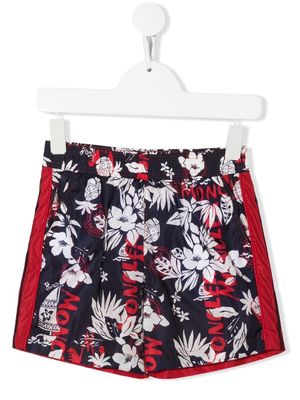 Moncler Enfant floral-print swim shorts - Blue