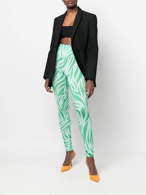 DEPENDANCE zebra-print high-waist leggings - Green