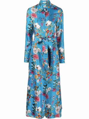 813 floral-print silk shirt dress - Blue