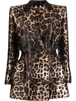 Dolce & Gabbana leopard print double-breasted blazer - Black