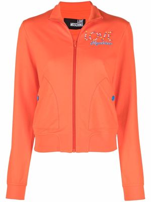 Love Moschino logo-print zip-front jacket - Orange