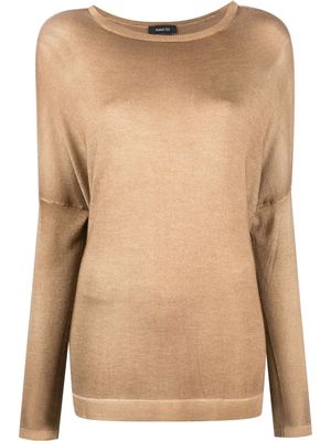 Avant Toi fine-knit drop-shoulder knitted top - Neutrals