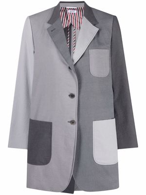Thom Browne multi-panel single-breasted coat - Grey