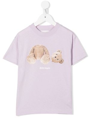 Palm Angels Kids Teddy Bear-print cotton T-shirt - Purple
