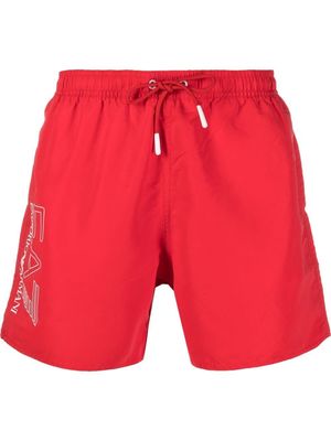 Ea7 Emporio Armani logo-print swim shorts - Red