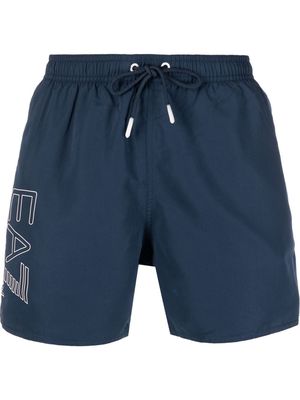 Ea7 Emporio Armani logo-print swim shorts - Blue