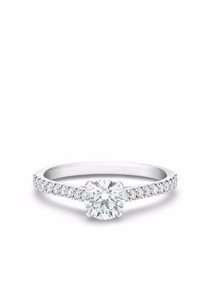 De Beers Jewellers platinum DB Classic Pavé round brilliant diamond ring - Silver