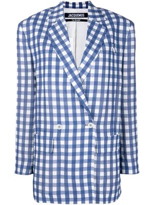 Jacquemus plaid double-breasted blazer - Blue